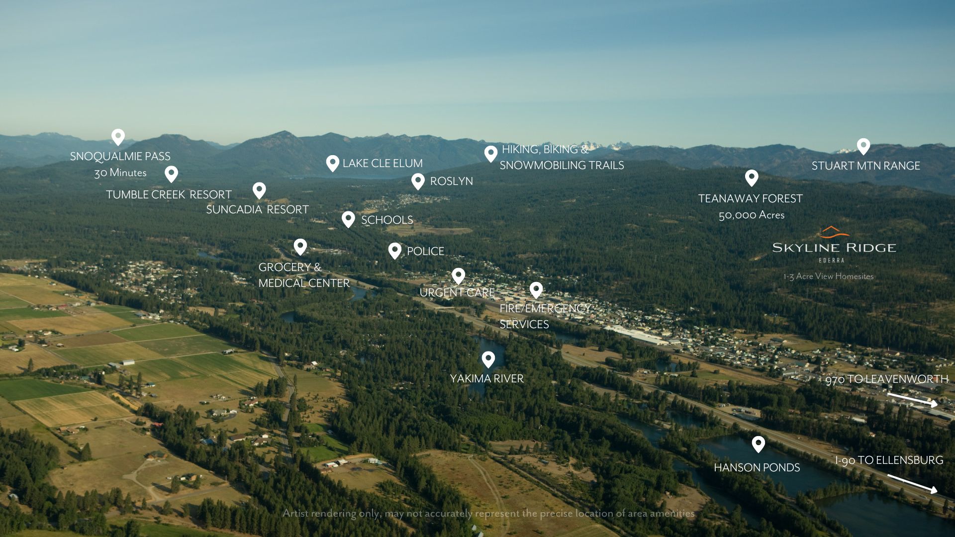 Skyline Ridge location in relation to Cle Elum and surrounds