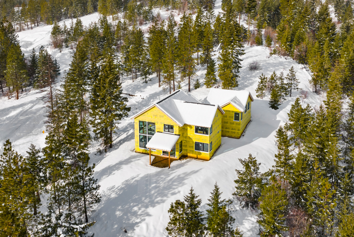 Aerial of home nearing completion - by Trailside Homes in Skyline Ridge in Cle Elum, WA