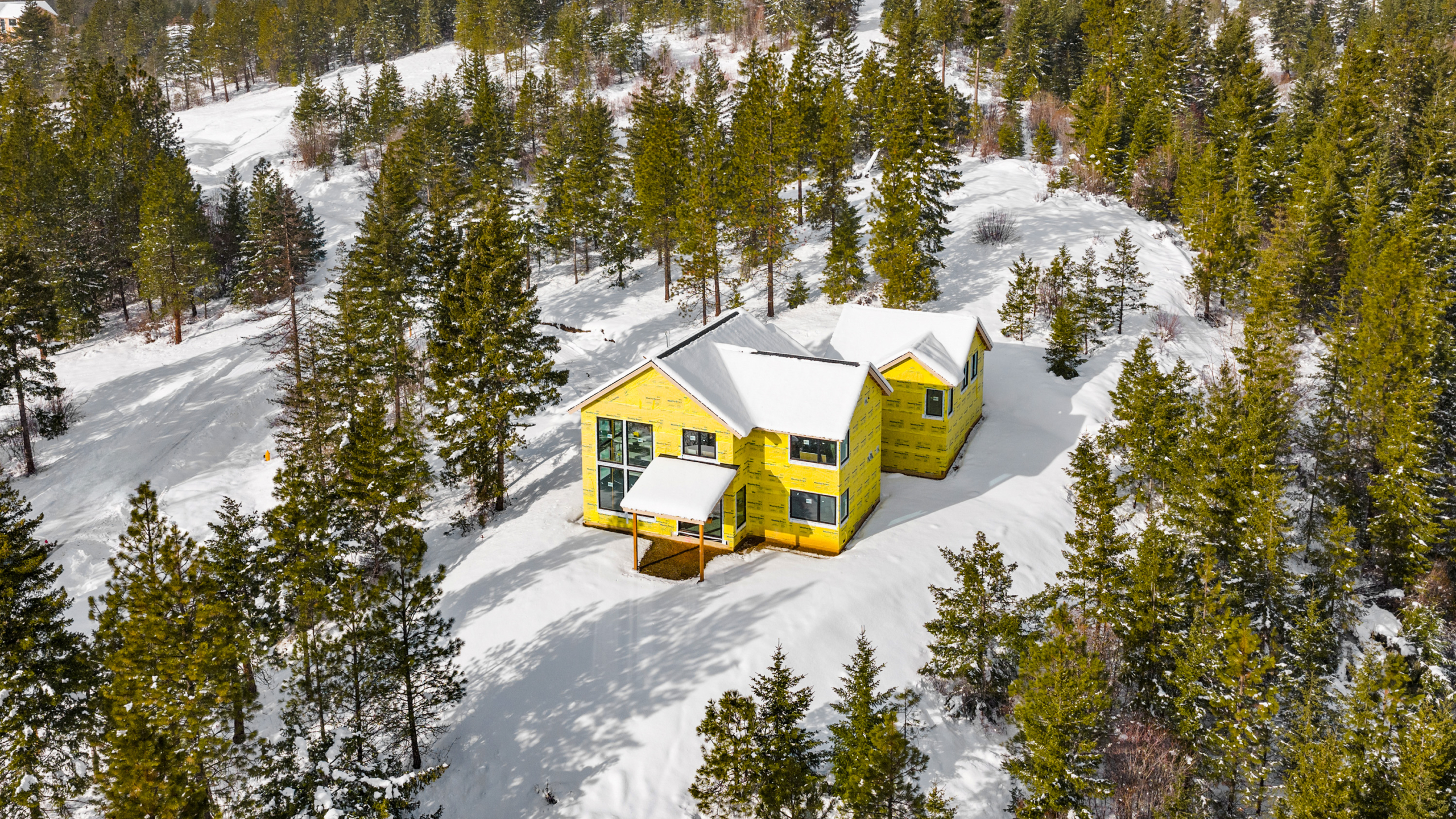 Aerial of home nearing completion - by Trailside Homes in Skyline Ridge in Cle Elum, WA