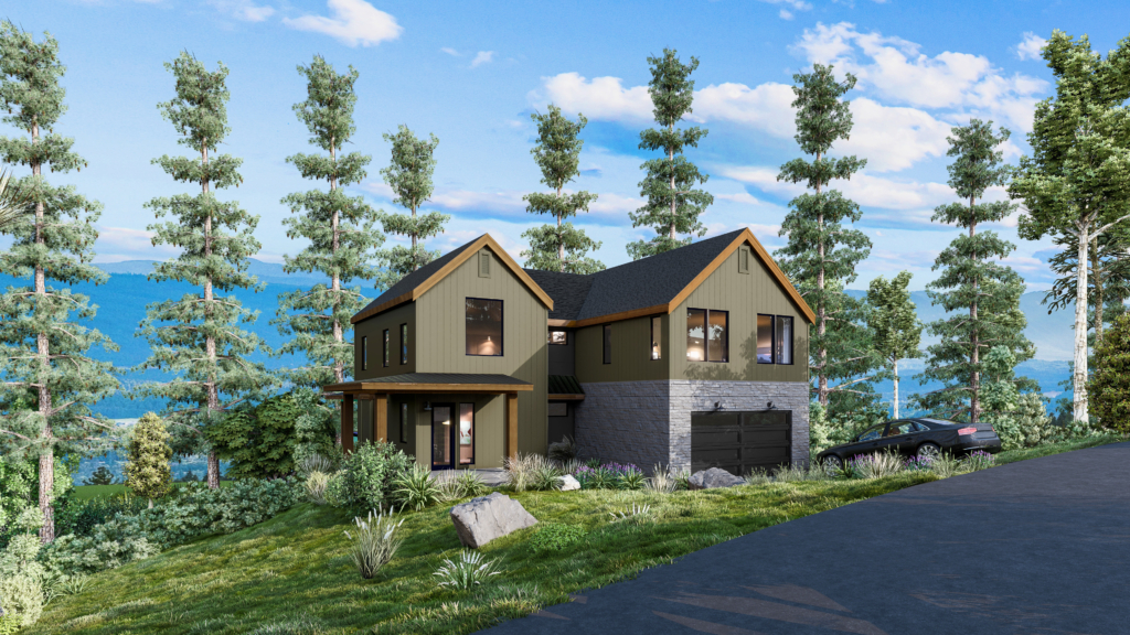 Mountaineer by Trailside Homes in Skyline Ridge with mountain views and stone veneer around the garage