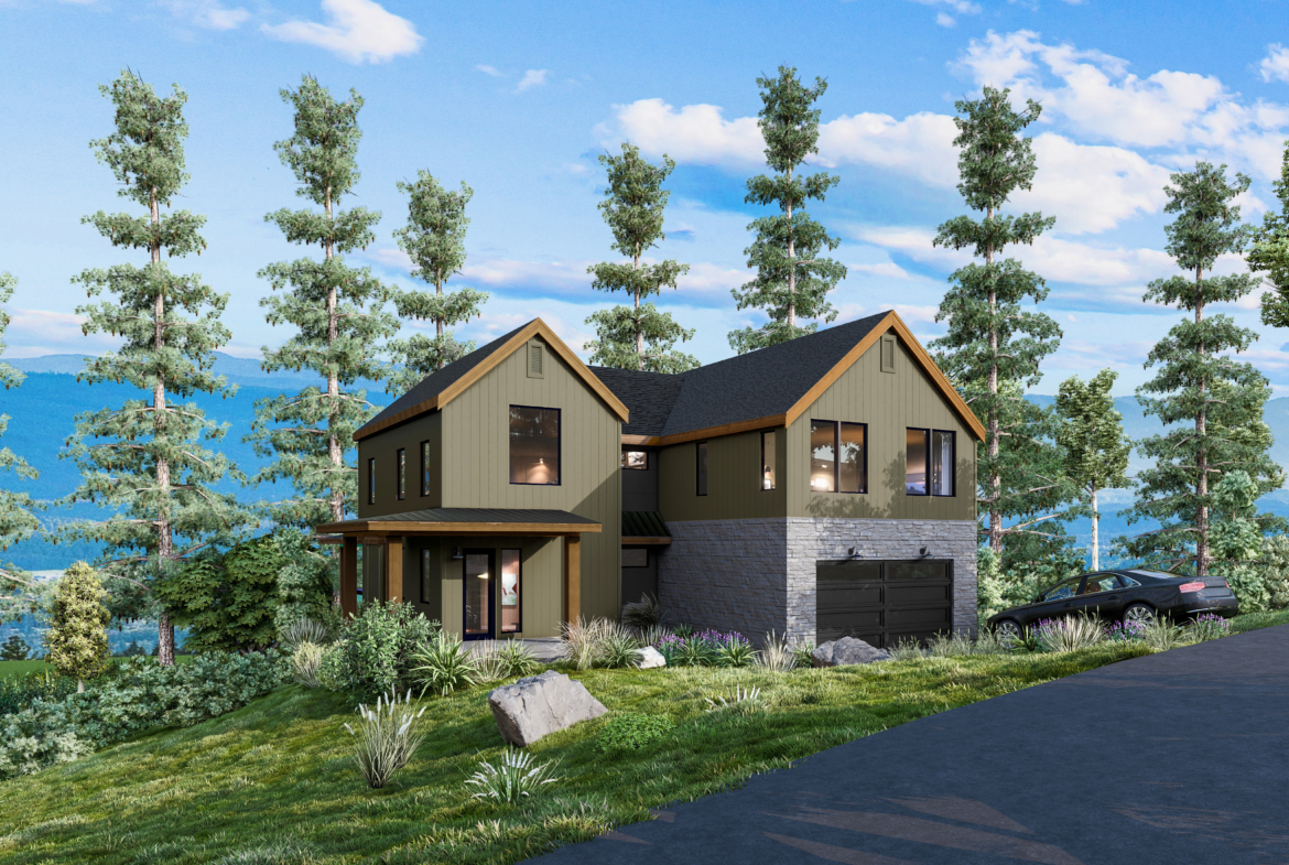 Mountaineer by Trailside Homes in Skyline Ridge with mountain views and stone veneer around the garage