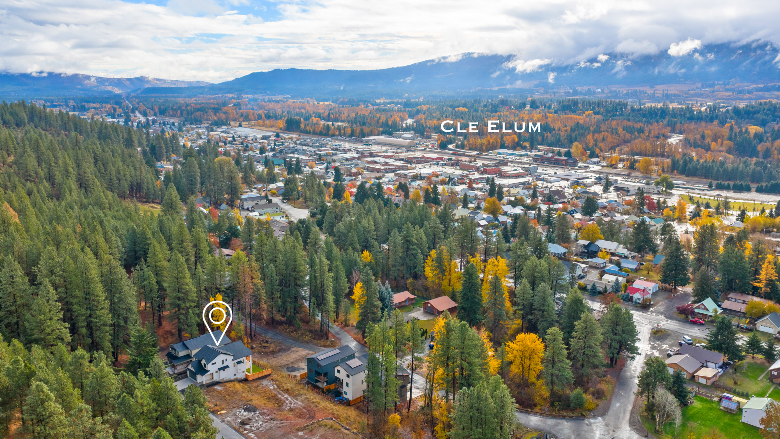 Ederra Lot 7 The Naches in Cle Elum by Trailside Homes aerial location next to the town