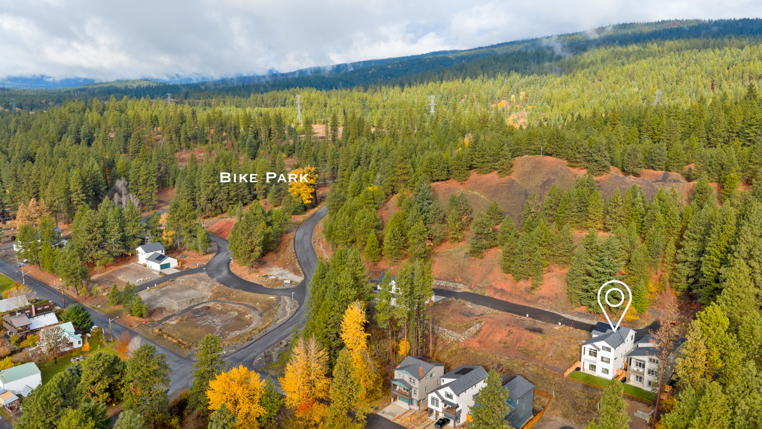 Ederra Lot 7 The Naches in Cle Elum by Trailside Homes aerial location next to bike park