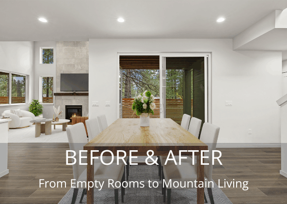 Ederra 19 Tronsen in Cle Elum in Ederra by Trailside Homes before and after main photo. From empty rooms to mountain living