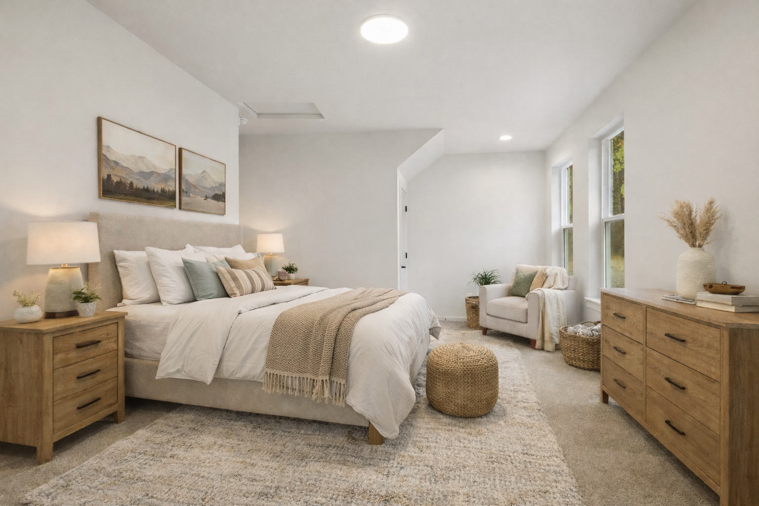 Ederra 23 virtually staged primary bedroom The Cooper at Ederra homesite 23 in Cle Elum by Trailside Homes virtually staged primary suite bedroom