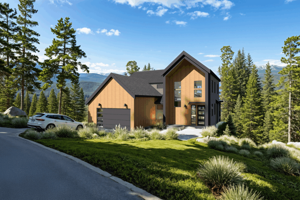 Contemporary rendering of The Gateway Exterior Floorplan from Trailside Homes in Skyline Ridge located in the mountains of Cle Elum near town