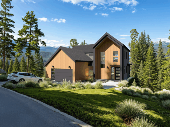 Contemporary rendering of The Gateway Exterior Floorplan from Trailside Homes in Skyline Ridge located in the mountains of Cle Elum near town